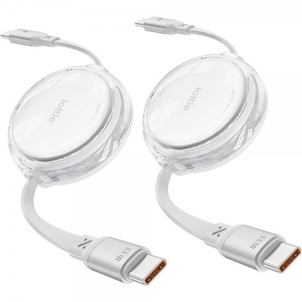 iOttie Kabel 100W Retractable USB-C 2-pakning Hvit