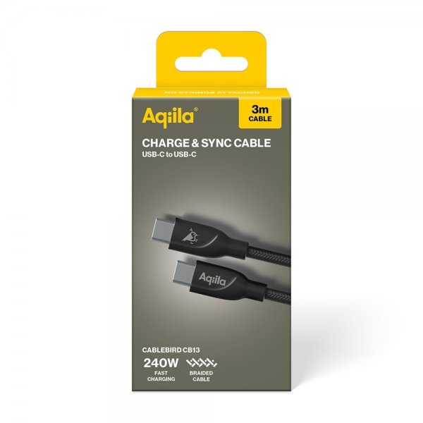 Aqiila Kabel Cablebird CB13 USB-C/USB-C 240W 3m Svart