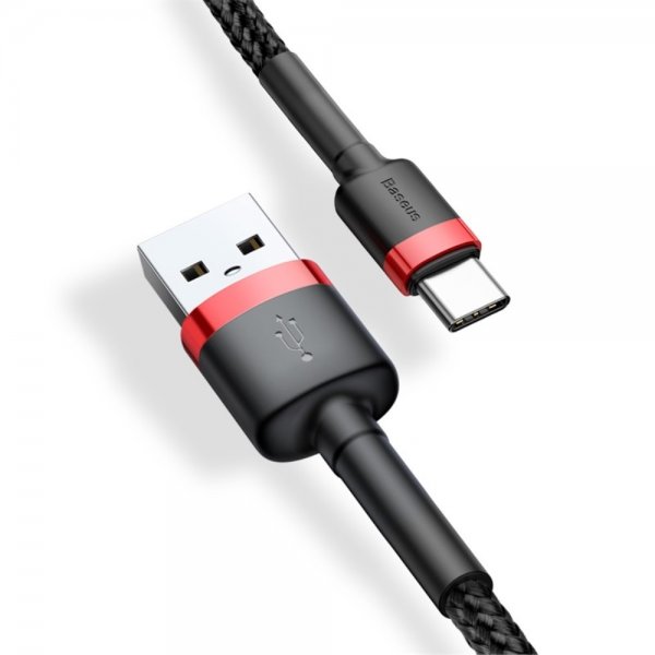 Baseus Kabel Cafule Cable USB-A/USB-C 3m Rød Svart
