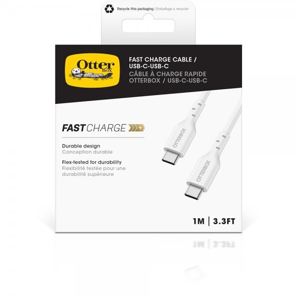 Otterbox Kabel Fast Charge Cable USB-C/USB-C 1m Hvit