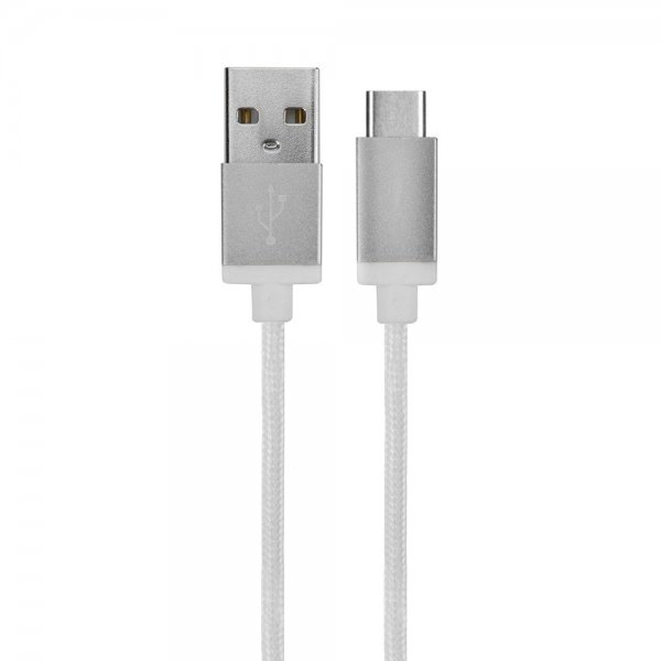 Xqisit Kabel Flettet USB-A/USB-C 1.8m Hvit