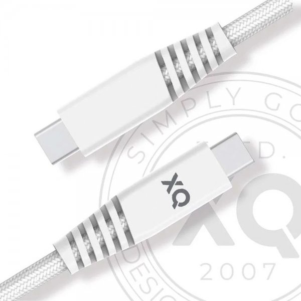 Xqisit Kabel Flettet USB-C/USB-C 2m Hvit