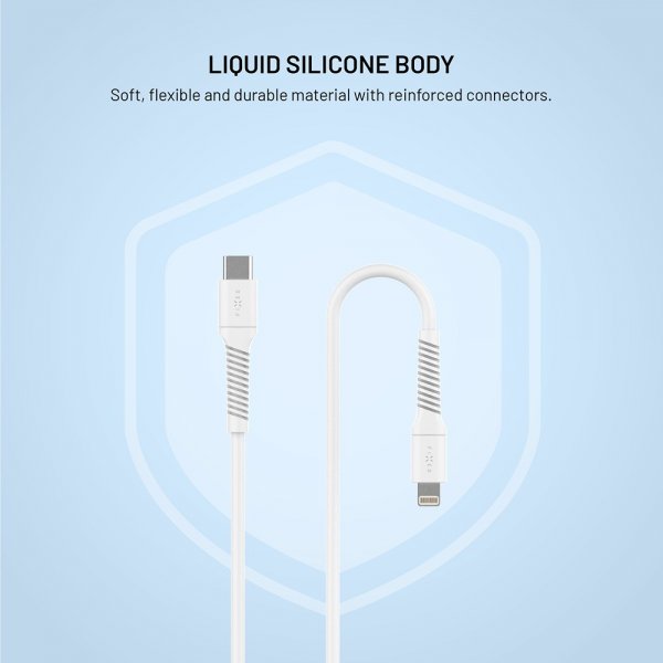 Fixed Kabel Liquid Silicone USB-C/Lightning 1.2m Hvit