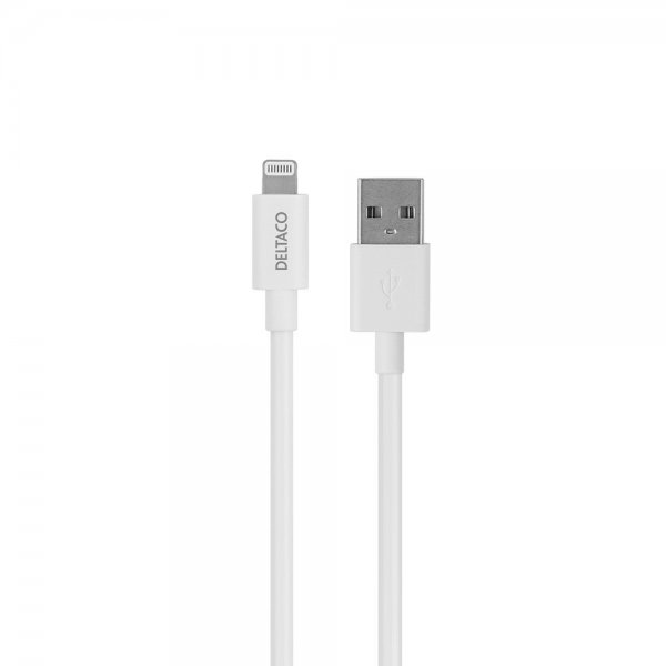 Deltaco Kabel USB-A Cable with Lightning Connector 1m Hvit