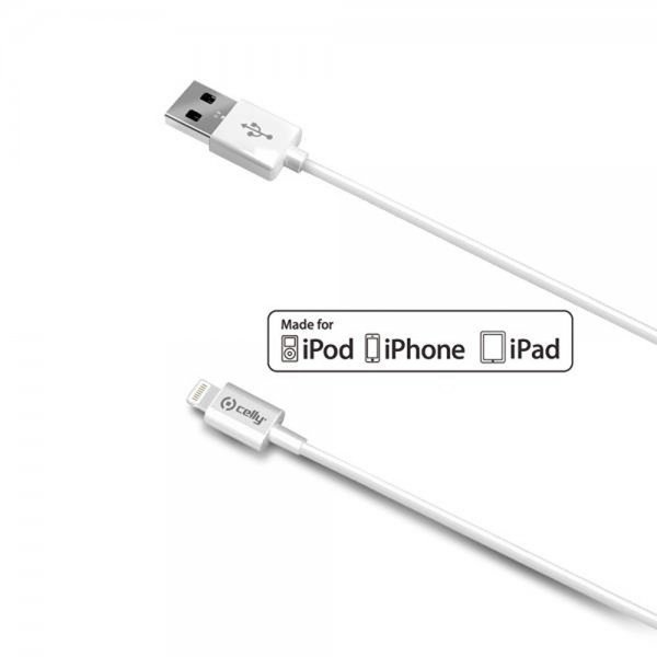 Celly Kabel USB-A/Lightning 2m Hvit