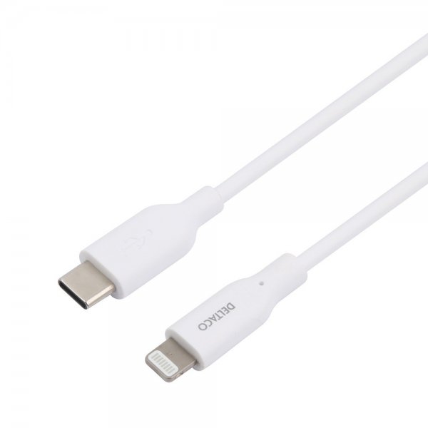 Deltaco Kabel USB-C Cable with Lightning Connector 1m Hvit