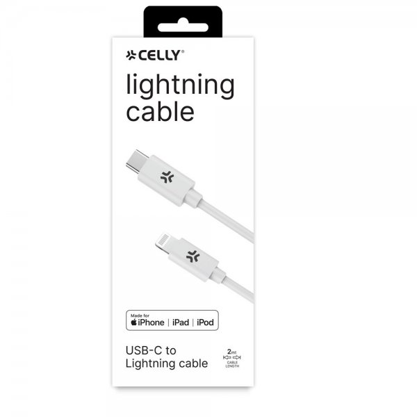 Celly Kabel USB-C/Lightning 2M Hvit