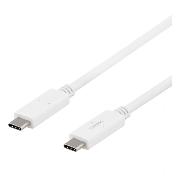 Deltaco Kabel USB-C/USB-C 1m Hvit
