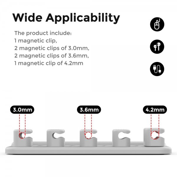 Ahastyle Kabelholder WG104 Magnetisk Grå