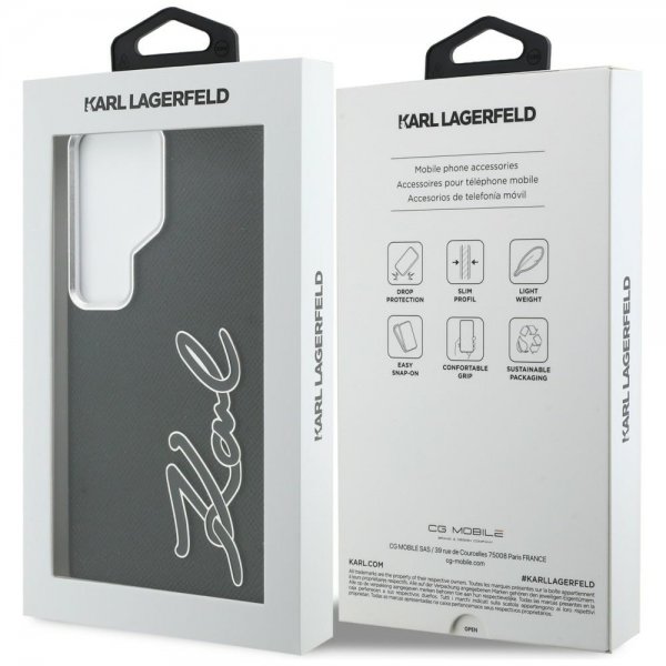 Karl Lagerfeld Samsung Galaxy S26 Ultra Deksel Metal Logo Grained Svart
