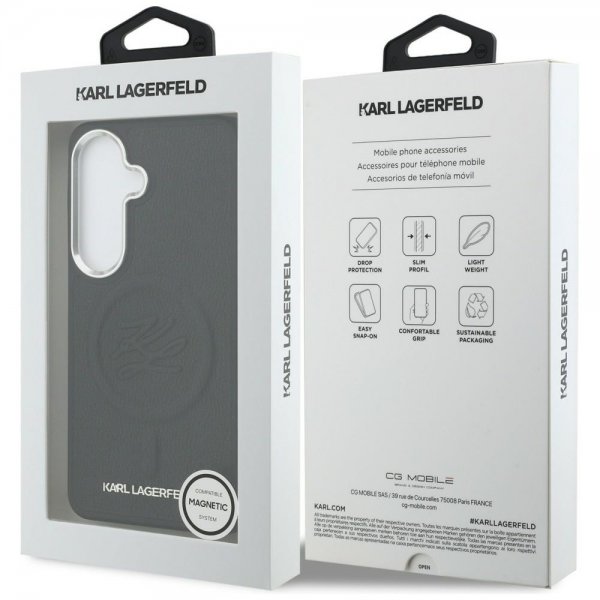 Karl Lagerfeld Samsung Galaxy S26 Plus Deksel Embossed MagSafe Svart