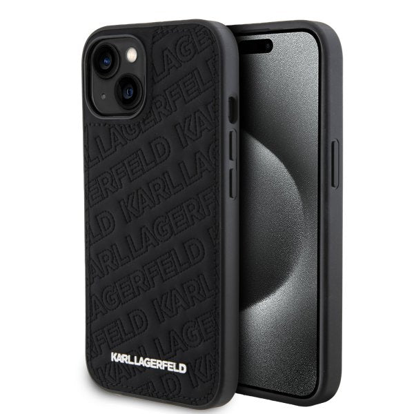 Karl Lagerfeld iPhone 15 Deksel Quilted K Pattern Svart