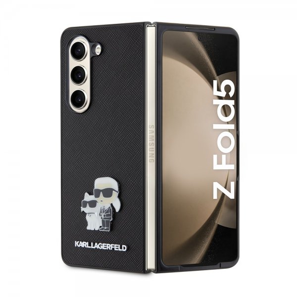 Karl Lagerfeld Samsung Galaxy Z Fold 5 Deksel NFT Karl & Choupette Pin Saffiano Svart