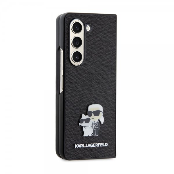 Karl Lagerfeld Samsung Galaxy Z Fold 5 Deksel NFT Karl & Choupette Pin Saffiano Svart