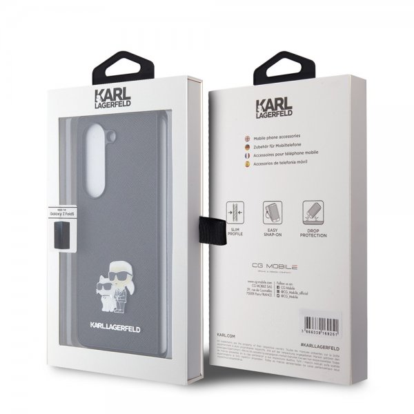 Karl Lagerfeld Samsung Galaxy Z Fold 5 Deksel NFT Karl & Choupette Pin Saffiano Svart