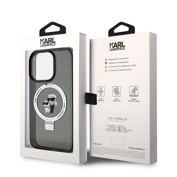 Karl Lagerfeld iPhone 15 Plus Deksel Ring Stand MagSafe Svart