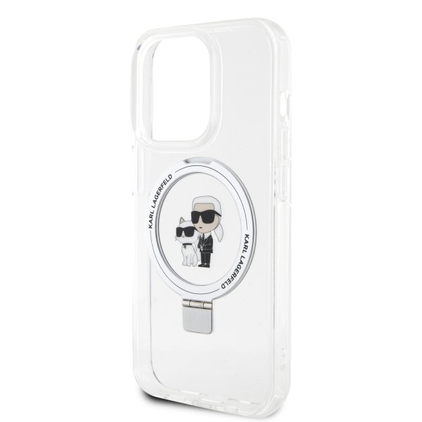 Karl Lagerfeld iPhone 15 Deksel Ring Stand MagSafe Hvit