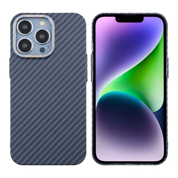 iPhone 13 Pro Deksel Karbonfibermønster Blå