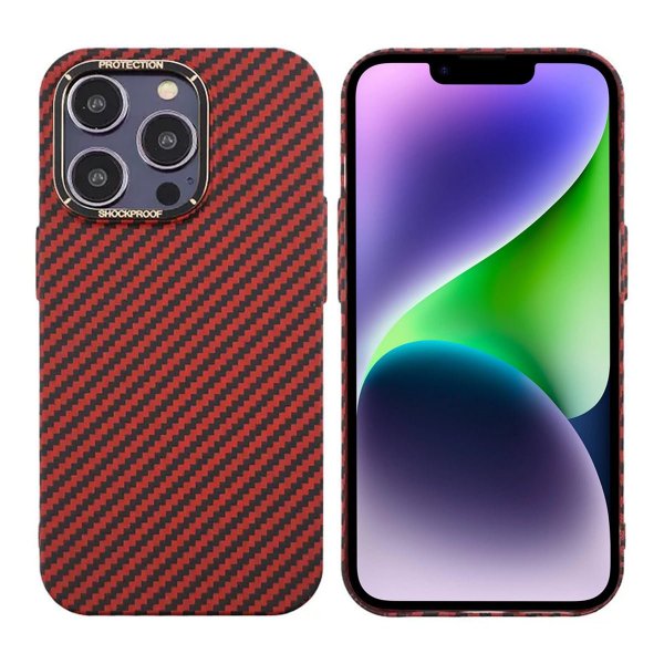 iPhone 13 Pro Deksel Karbonfibermønster Rød