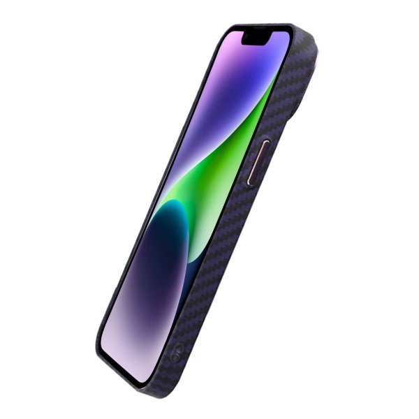 iPhone 14 Deksel Karbonfibermønster Lilla