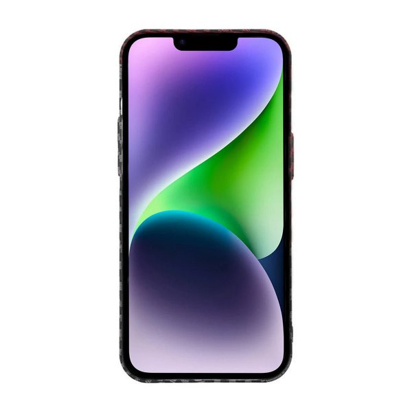 iPhone 14 Plus Deksel Karbonfibermønster Rød Svart