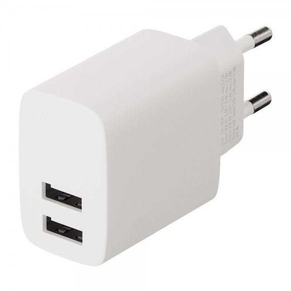 X2O Lader 17W Double USB-A/USB-A Hvit