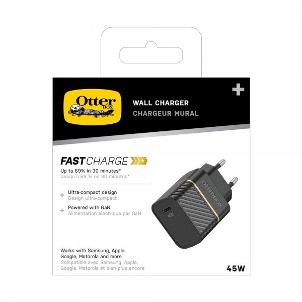 Otterbox Lader 45W GaN USB-C Fast Charge Wall Charger Svart
