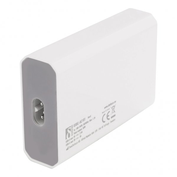 Deltaco Lader 60W USB-C & 5xUSB-A Hvit