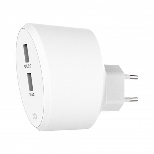 Xqisit Lader 5.4A 2 x USB-A QC 3.0 30W Hvit
