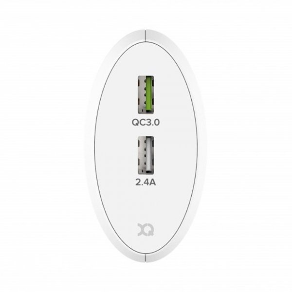 Xqisit Lader 5.4A 2 x USB-A QC 3.0 30W Hvit