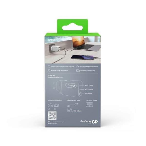 GP Lader GaN PD 65W 2xUSB-C + 1xUSB-A