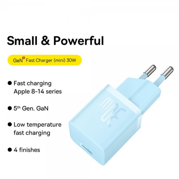 Baseus Lader GaN5 Fast Charger Mini 30W Blå