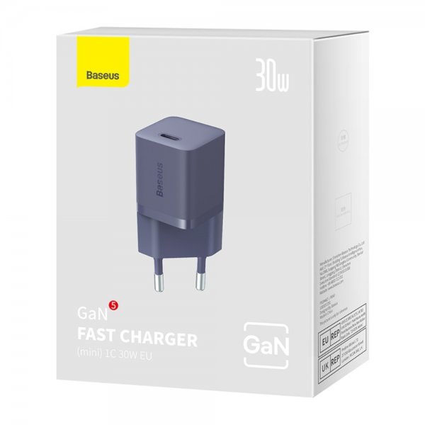 Baseus Lader GaN5 Fast Charger Mini 30W Lilla