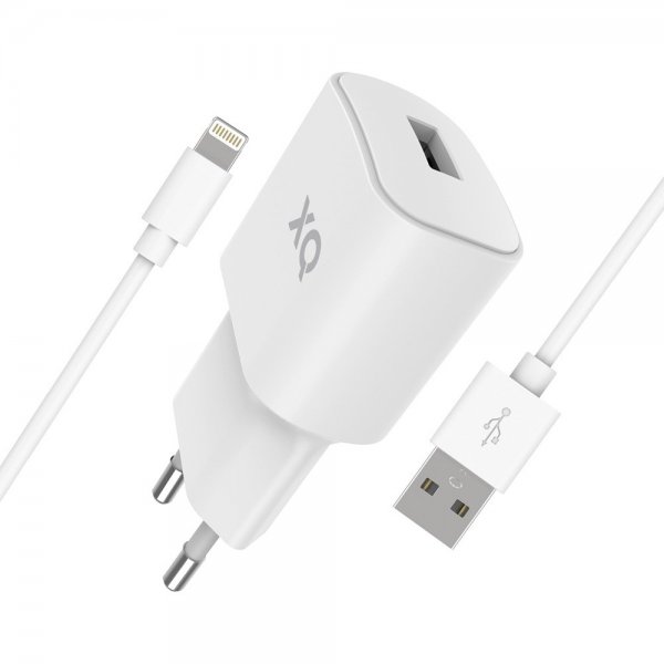 Xqisit Lader med Lightning-kabel 1m 12W Hvit