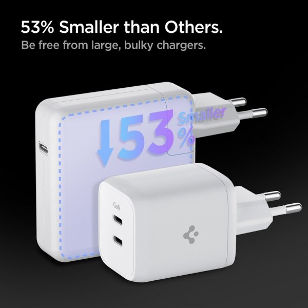 Spigen Lader PowerArc ArcStation Pro GaN Dual Port 65W Hvit