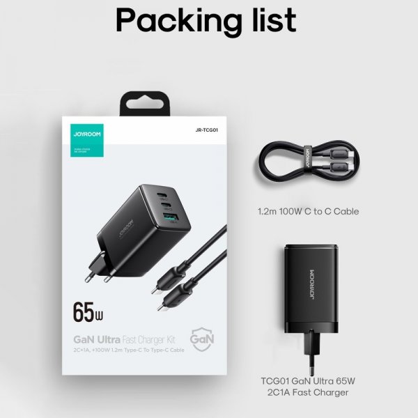 Joyroom Lader TCG01 65W med USB-C Kabel