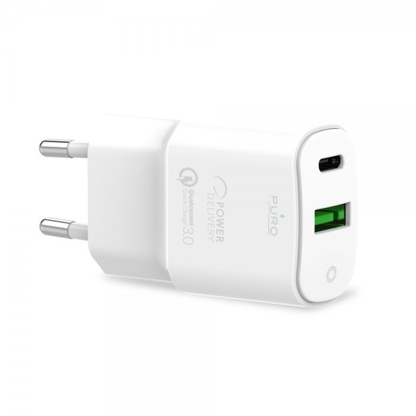 Puro Lader USB-A + USB-C Wall Charger 20W