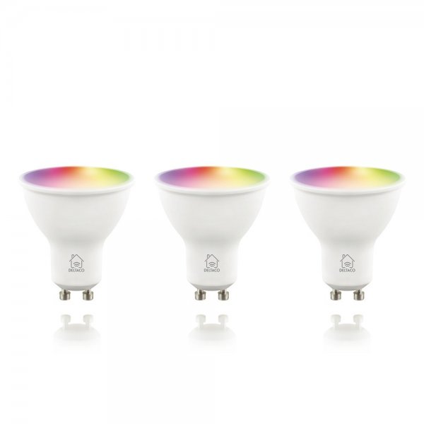 Deltaco Smart Home LED-pære GU10 WiFi 5W RGB 3-pakning
