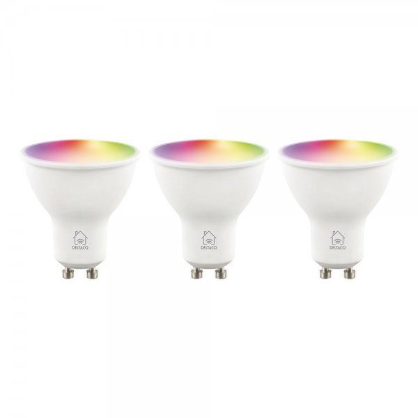 Deltaco Smart Home LED-pærer GU10 RGB WiFi 4.7W 3-pakning