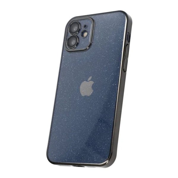 iPhone 11 Deksel Glitter Transparent Støtsikker Svart