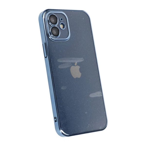 iPhone 12 Deksel Glitter Transparent Støtsikker Blå