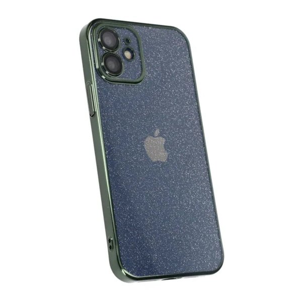 iPhone 12 Deksel Glitter Transparent Støtsikker Grønn