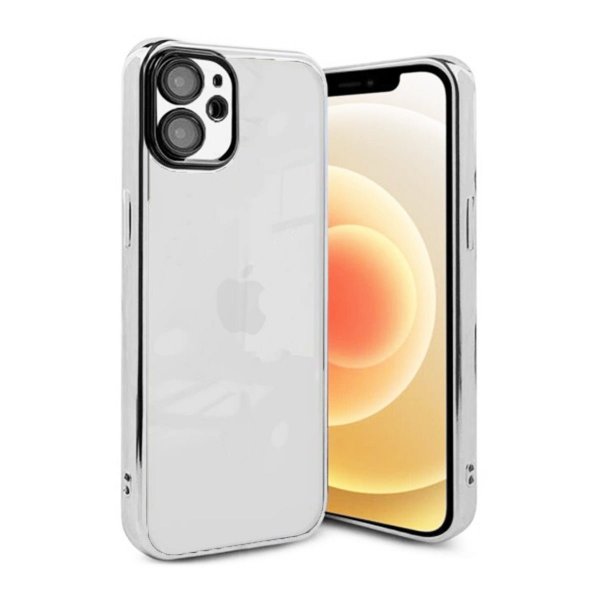 iPhone 12 Deksel Glitter Transparent Støtsikker Sølv