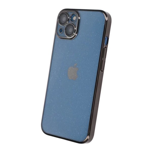 iPhone 13 Deksel Glitter Transparent Støtsikker Svart