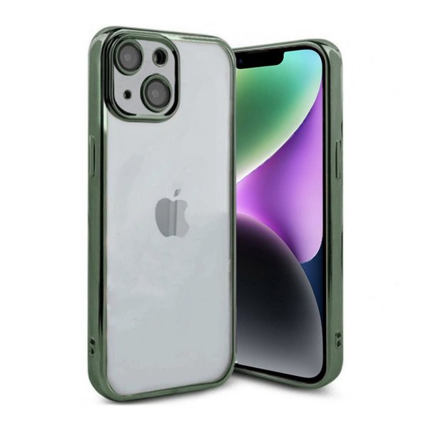 iPhone 14 Deksel Glitter Transparent Støtsikker Grønn