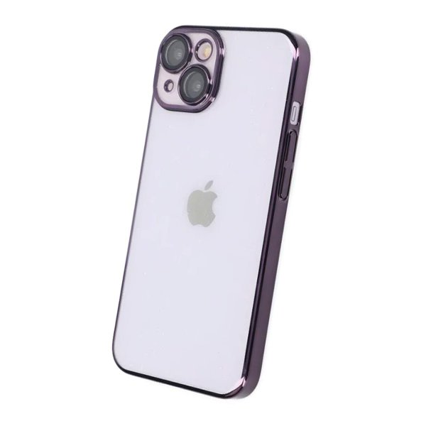 iPhone 14 Deksel Glitter Transparent Støtsikker Lilla
