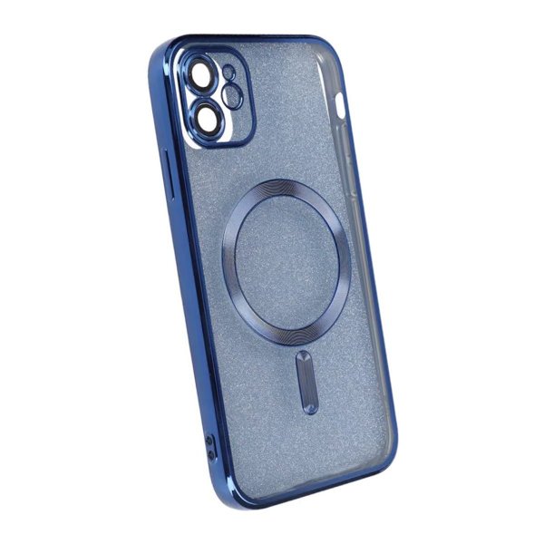 iPhone 11 Deksel Glitter Transparent MagSafe Blå