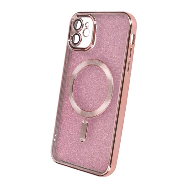 iPhone 11 Deksel Glitter Transparent MagSafe Rosa