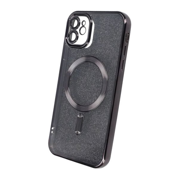 iPhone 11 Deksel Glitter Transparent MagSafe Svart