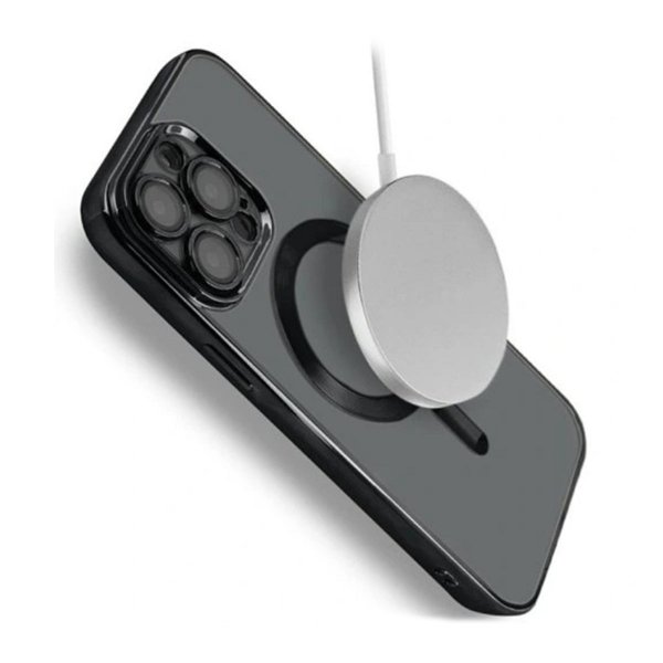 iPhone 12 Pro Max Deksel Glitter Transparent MagSafe Svart